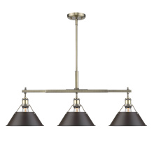 Golden 3306-LP AB-RBZ - Yep by Golden Lighting Orwell 3-light Island Light in Aged Brass and Rubbed Bronze shade